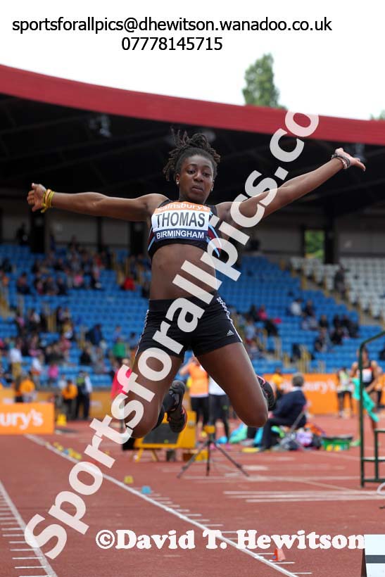 Jahisha Thomas (Blackheath) long jump, 2014 Sainsbury's British Championships. Photo: David T. Hewitson/Sports for All Pics